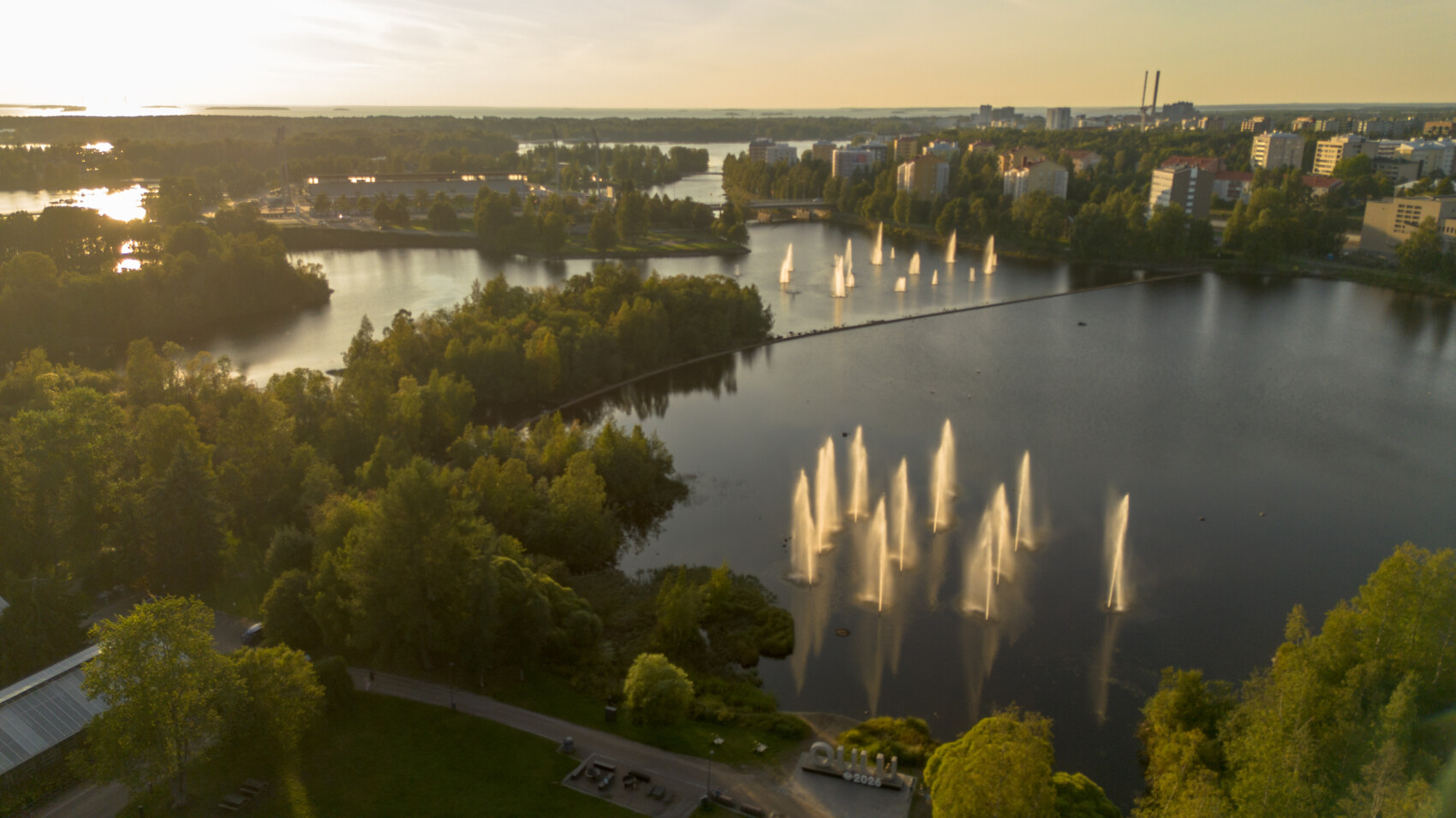 Aerial image of summer in OUlu